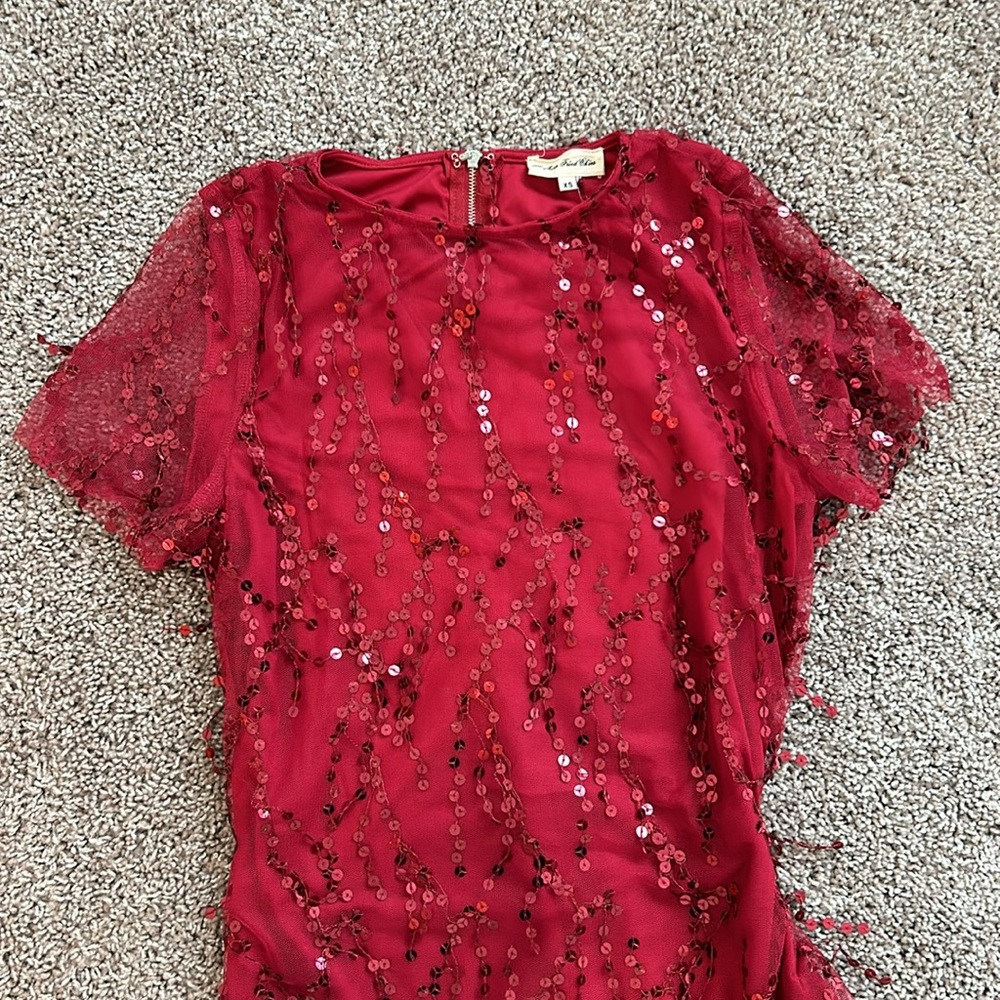 50s Cherry red sequin Flapper Dress - Picture 4 of 11